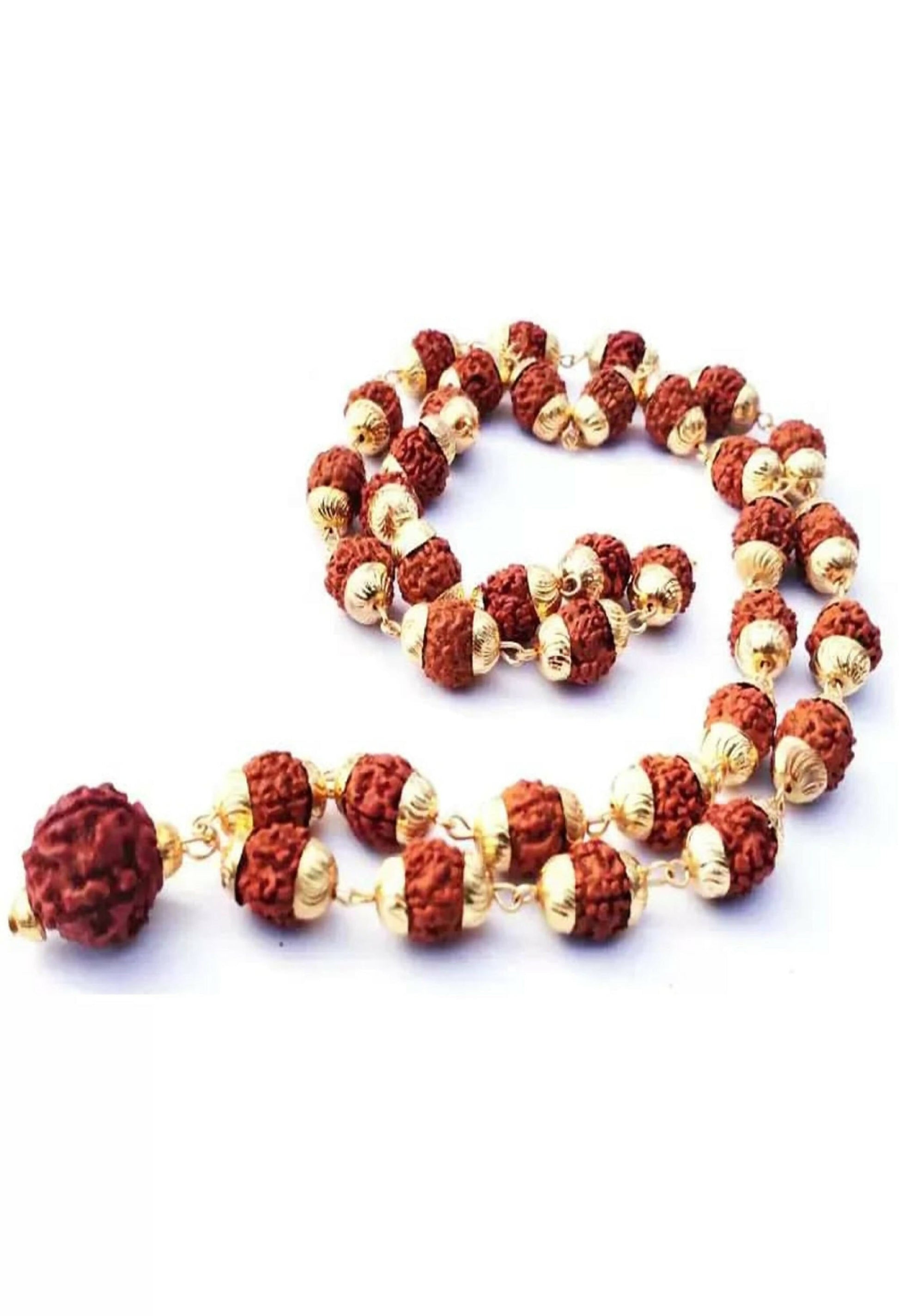 Mominos Fashion Joharkamal Gold-Polished Statement Rudraksha Mala Long Necklace (Golden) | Swadesiicart