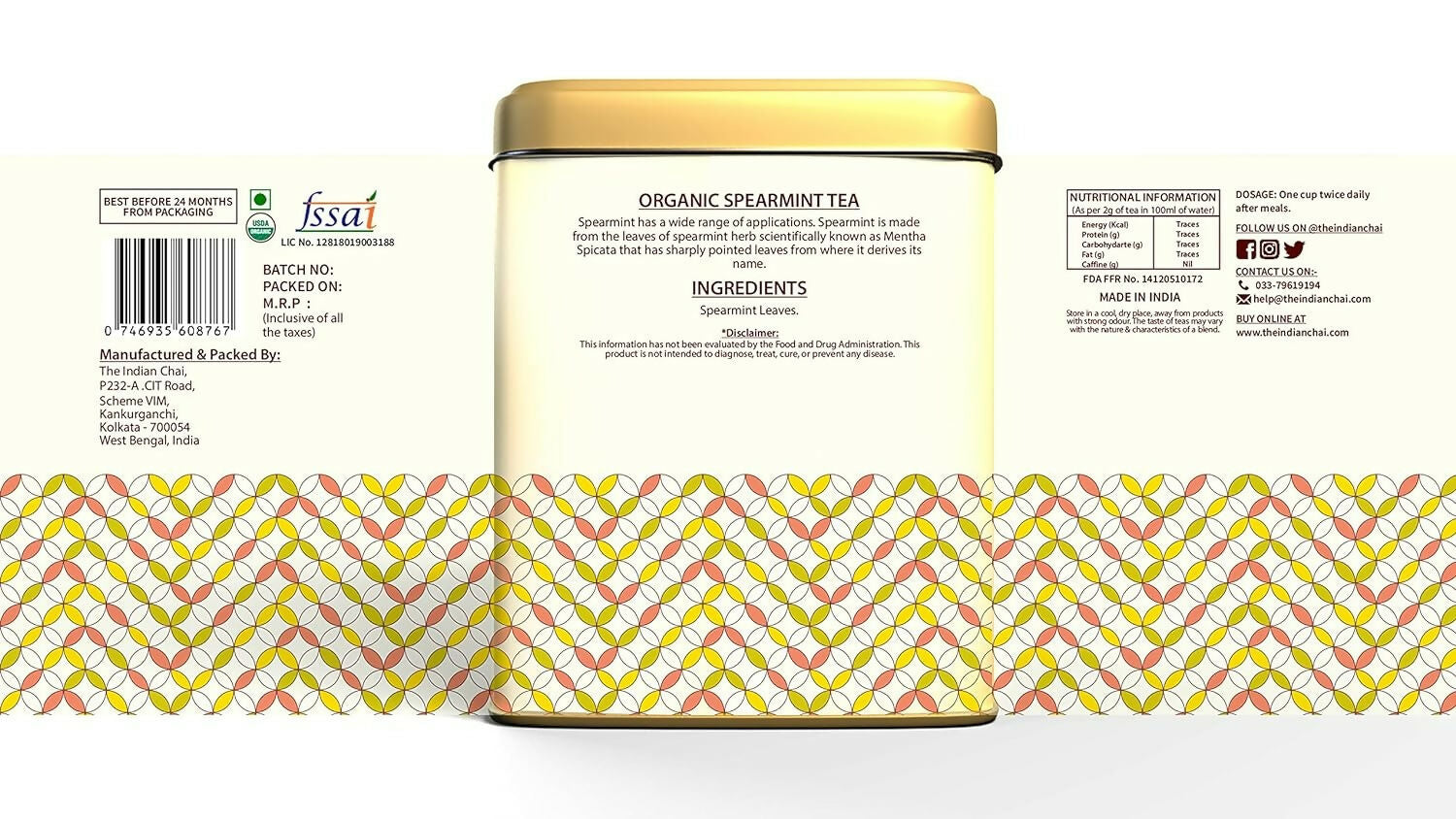 The Indian Chai – Organic Spearmint Tea 30 Pyramid Tea Bags | Swadesiicart