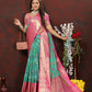 Lorenvalley Fashion Teal Cotton Woven Design Zari Meenakari Weaving Saree - Swadesiicart