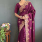 Vastranavya Purple Vichitra Silk Zari with Swarovski Work Ready to Wear Saree | Swadesiicart