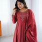 Joban Fashion Maroon Kurta Set Chanderi Sequence Embroidery Work - Swadesiicart