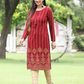 Juniper Maroon Ethnic Motif Printed Acrylic Straight Kurta. - Swadesiicart