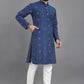 Anaita Teal Weaving Linen Cotton Straight Kurta
