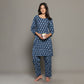Breathables Blue Women Cotton Printed Loungewear Kurta And Pants Co-Ord Set I Night Wear | Butta Print