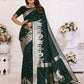 Vedant Vastram Soft Litchi Silk Banarasi Silk Saree - Green | Swadesiicart