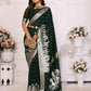 Vedant Vastram Soft Litchi Silk Banarasi Silk Saree - Green | Swadesiicart