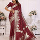 Vedant Vastram Soft Litchi Silk Banarasi Silk Saree - Maroon | Swadesiicart