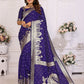 Vedant Vastram Soft Litchi Silk Banarasi Silk Saree - Navy | Swadesiicart