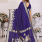 Vedant Vastram Soft Litchi Silk Banarasi Silk Saree - Navy | Swadesiicart