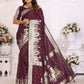 Vedant Vastram Soft Litchi Silk Banarasi Silk Saree - Wine | Swadesiicart