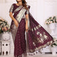 Vedant Vastram Soft Litchi Silk Banarasi Silk Saree - Wine | Swadesiicart