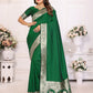 Vedant Vastram Soft Litchi Silk Banarasi Silk Saree - Green | Swadesiicart