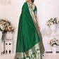 Vedant Vastram Soft Litchi Silk Banarasi Silk Saree - Green | Swadesiicart