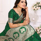 Vedant Vastram Soft Litchi Silk Banarasi Silk Saree - Green | Swadesiicart