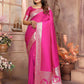 Vedant Vastram Soft Litchi Silk Banarasi Silk Saree - Magenta | Swadesiicart