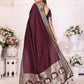 Vedant Vastram Soft Litchi Silk Banarasi Silk Saree - Maroon | Swadesiicart