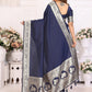Vedant Vastram Soft Litchi Silk Banarasi Silk Saree - Navy | Swadesiicart