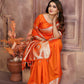 Vedant Vastram Soft Litchi Silk Banarasi Silk Saree - Orange | Swadesiicart
