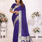 Vedant Vastram Soft Litchi Silk Banarasi Silk Saree - Violet | Swadesiicart