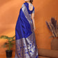 Vedant Vastram Soft Litchi Silk Banarasi Silk Saree - Blue | Swadesiicart