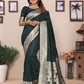 Vedant Vastram Soft Litchi Silk Banarasi Silk Saree - Green | Swadesiicart
