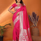 Vedant Vastram Soft Litchi Silk Banarasi Silk Saree - Magenta | Swadesiicart