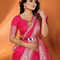 Vedant Vastram Soft Litchi Silk Banarasi Silk Saree - Magenta | Swadesiicart
