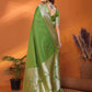 Vedant Vastram Soft Litchi Silk Banarasi Silk Saree - Mahendi | Swadesiicart