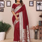 Vedant Vastram Soft Litchi Silk Banarasi Silk Saree - Maroon | Swadesiicart