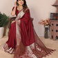 Vedant Vastram Soft Litchi Silk Banarasi Silk Saree - Maroon | Swadesiicart