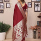 Vedant Vastram Soft Litchi Silk Banarasi Silk Saree - Maroon | Swadesiicart