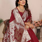Vedant Vastram Soft Litchi Silk Banarasi Silk Saree - Maroon | Swadesiicart