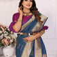 Vedant Vastram Soft Litchi Silk Banarasi Silk Saree - Blue | Swadesiicart