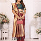 Vedant Vastram Soft Litchi Silk Banarasi Silk Saree - Maroon | Swadesiicart
