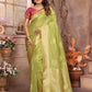 Vedant Vastram Soft Litchi Silk Banarasi Silk Saree - Olive | Swadesiicart