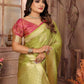 Vedant Vastram Soft Litchi Silk Banarasi Silk Saree - Olive | Swadesiicart