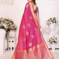 Vedant Vastram Soft Litchi Silk Banarasi Silk Saree - Pink | Swadesiicart