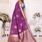 Vedant Vastram Soft Litchi Silk Banarasi Silk Saree - Purple | Swadesiicart