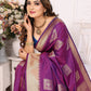 Vedant Vastram Soft Litchi Silk Banarasi Silk Saree - Purple | Swadesiicart