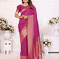 Vedant Vastram Soft Litchi Silk Banarasi Silk Saree - Magenta | Swadesiicart