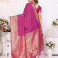Vedant Vastram Soft Litchi Silk Banarasi Silk Saree - Magenta | Swadesiicart