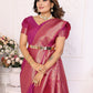 Vedant Vastram Soft Litchi Silk Banarasi Silk Saree - Magenta | Swadesiicart