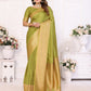 Vedant Vastram Soft Litchi Silk Banarasi Silk Saree - Mahendi | Swadesiicart