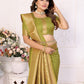 Vedant Vastram Soft Litchi Silk Banarasi Silk Saree - Mahendi | Swadesiicart