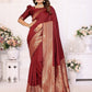 Vedant Vastram Soft Litchi Silk Banarasi Silk Saree - Maroon | Swadesiicart