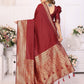 Vedant Vastram Soft Litchi Silk Banarasi Silk Saree - Maroon | Swadesiicart