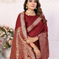 Vedant Vastram Soft Litchi Silk Banarasi Silk Saree - Maroon | Swadesiicart