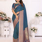 Vedant Vastram Soft Litchi Silk Banarasi Silk Saree - Navy | Swadesiicart