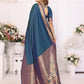 Vedant Vastram Soft Litchi Silk Banarasi Silk Saree - Navy | Swadesiicart