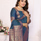 Vedant Vastram Soft Litchi Silk Banarasi Silk Saree - Navy | Swadesiicart
